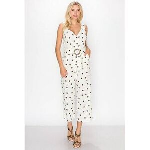 Monteau Linen Jumpsuit Size Small w/Pockets and Belt Y2K NWT